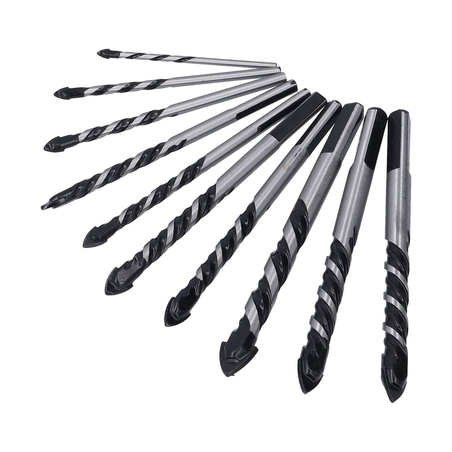 10 Pcs Masonry Drill Bits Set Industrial Strength Carbide Tips with Storage Case for Tile Brick Cement V1294-YM0523-3114210113911