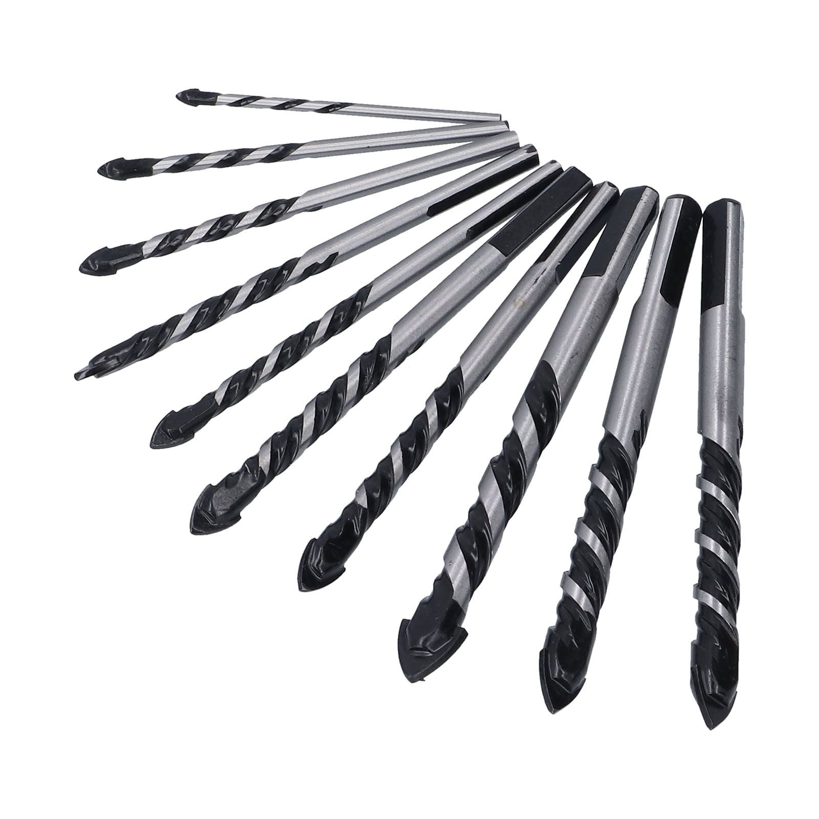 10 Pcs Masonry Drill Bits Set Industrial Strength Carbide Tips with Storage Case for Tile Brick Cement V1294-YM0523-3114210113911