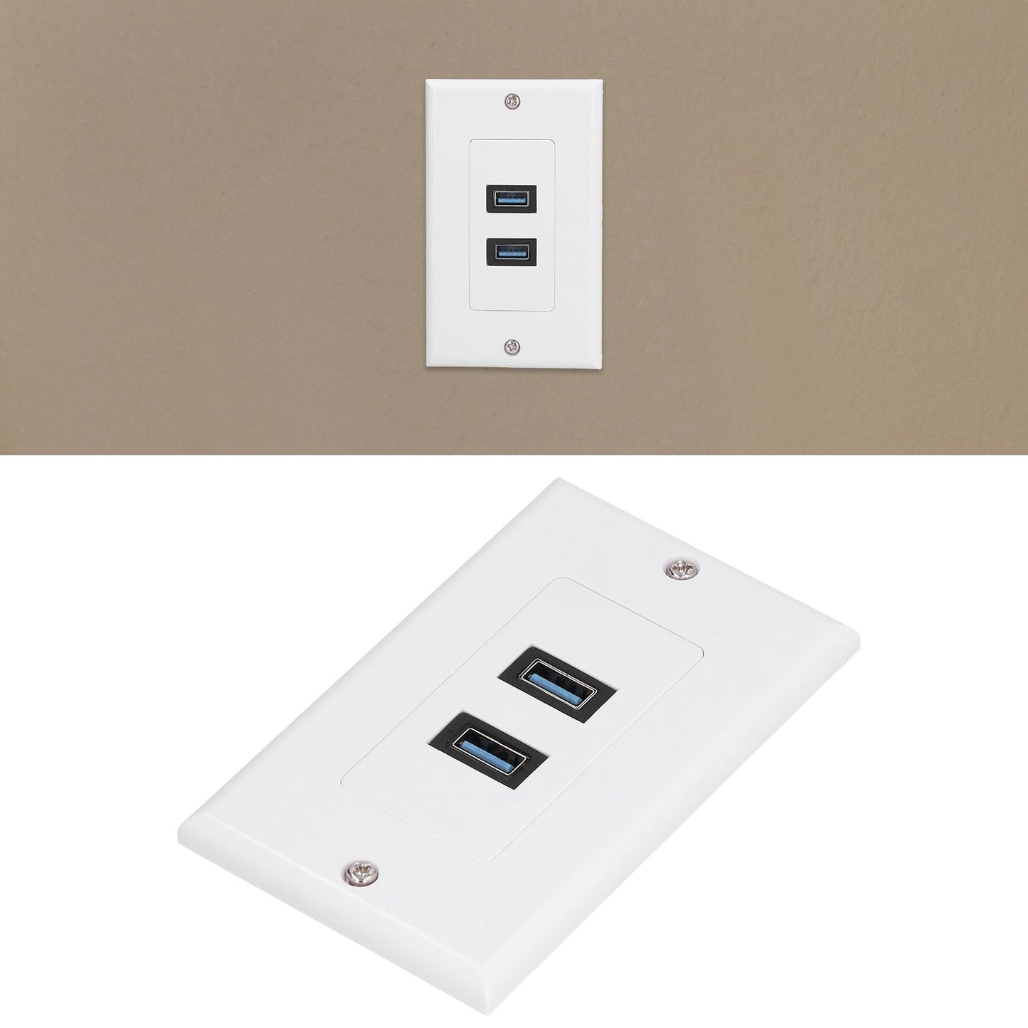 USB 3.0 Wall Plate Data Transmission 2 Port USB 3.0 Component Composite Wall Panel for Charging V1294-YM0523-3114210116411