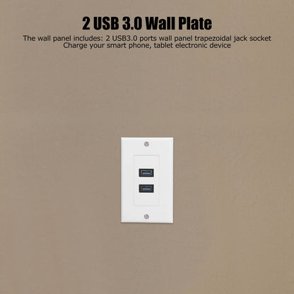 USB 3.0 Wall Plate Data Transmission 2 Port USB 3.0 Component Composite Wall Panel for Charging V1294-YM0523-3114210116411