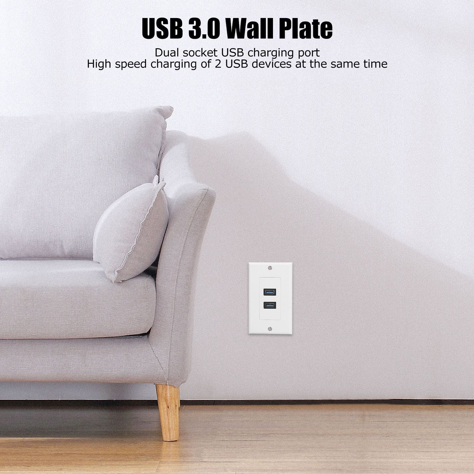 USB 3.0 Wall Plate Data Transmission 2 Port USB 3.0 Component Composite Wall Panel for Charging V1294-YM0523-3114210116411