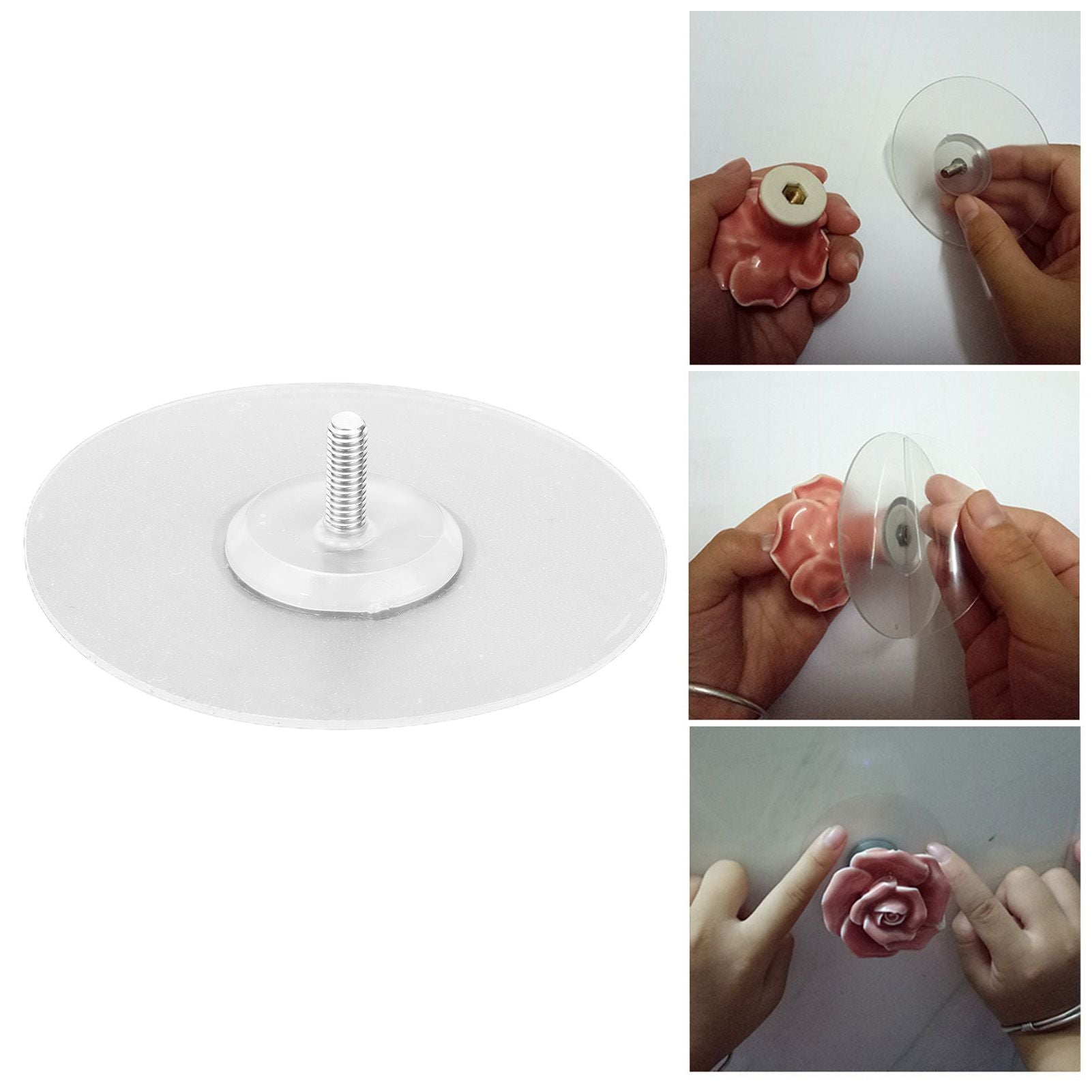 10PCS Strong Adhesive Disc Punch Free Waterproof Silicone Sticky Plate for Handle Clothes Hook Connection V1294-YM0523-3114210119811