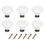 6Pcs Round Ceramic Cabinet Knobs Exquisite Single Hole Pull Handle for Drawer Cupboard DoorWhite V1294-YM0523-3114210120511