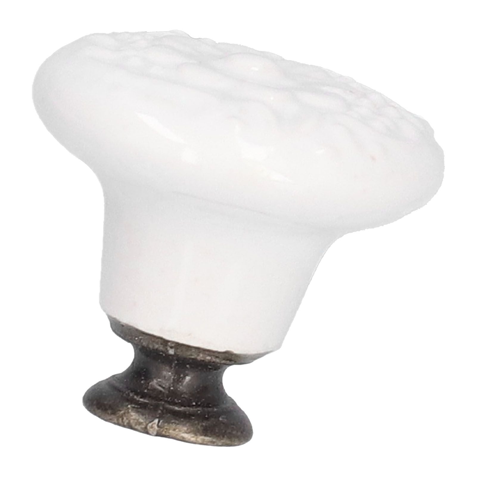 6Pcs Round Ceramic Cabinet Knobs Exquisite Single Hole Pull Handle for Drawer Cupboard DoorWhite V1294-YM0523-3114210120511
