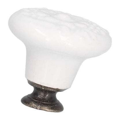6Pcs Round Ceramic Cabinet Knobs Exquisite Single Hole Pull Handle for Drawer Cupboard DoorWhite V1294-YM0523-3114210120511