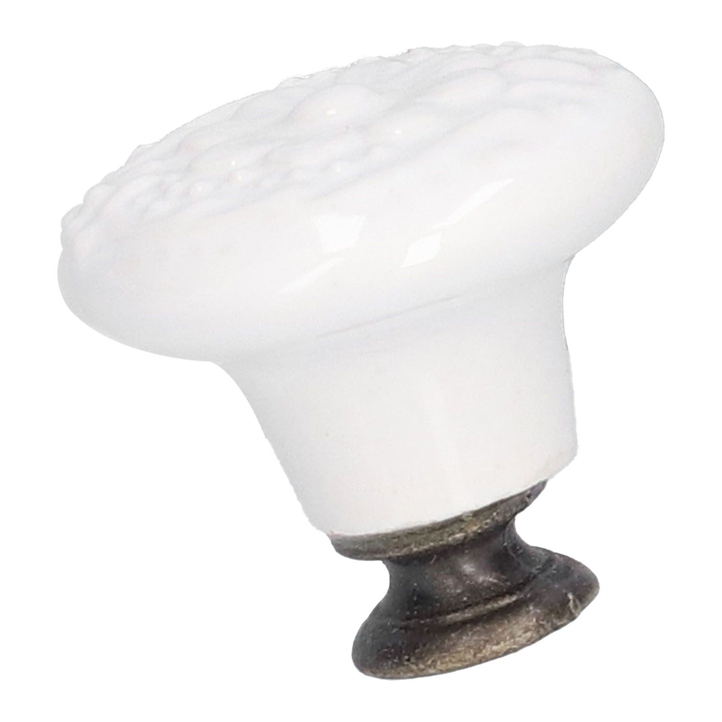 6Pcs Round Ceramic Cabinet Knobs Exquisite Single Hole Pull Handle for Drawer Cupboard DoorWhite V1294-YM0523-3114210120511