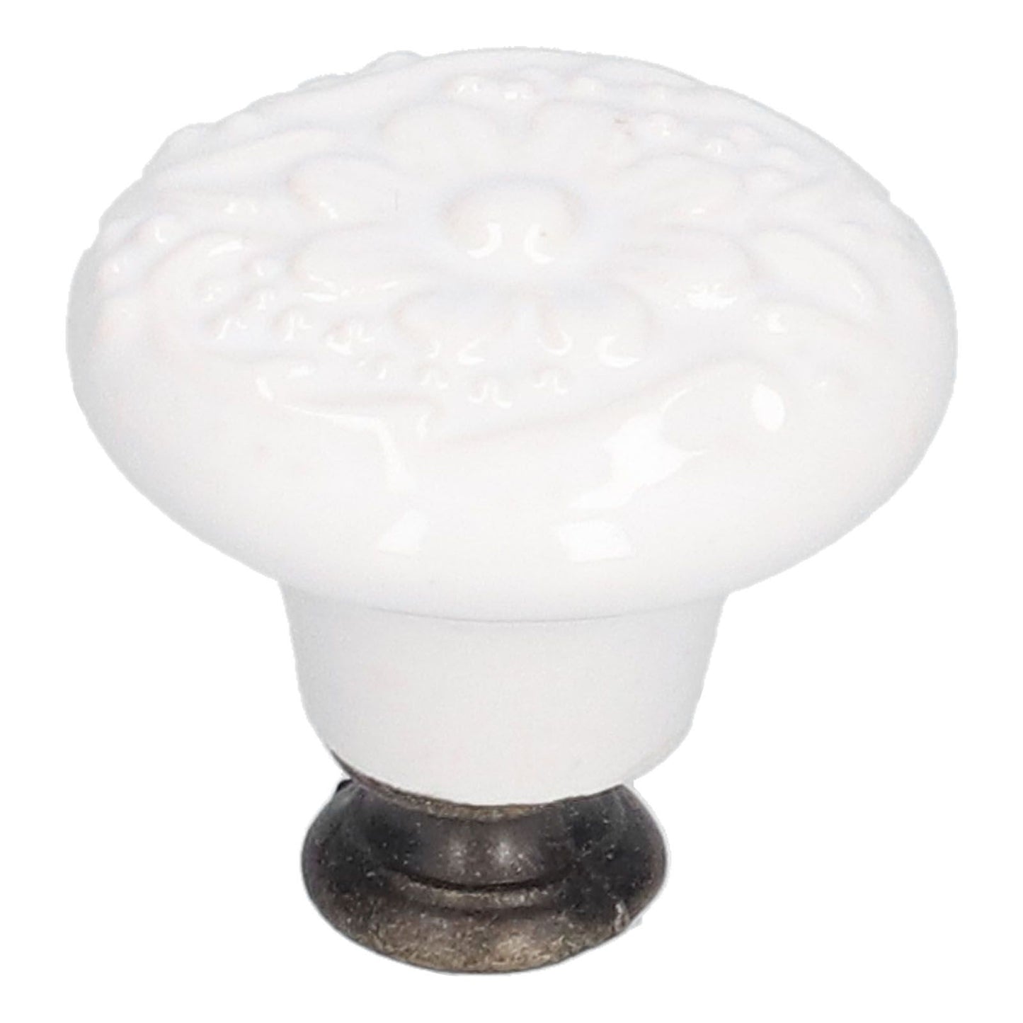 6Pcs Round Ceramic Cabinet Knobs Exquisite Single Hole Pull Handle for Drawer Cupboard DoorWhite V1294-YM0523-3114210120511