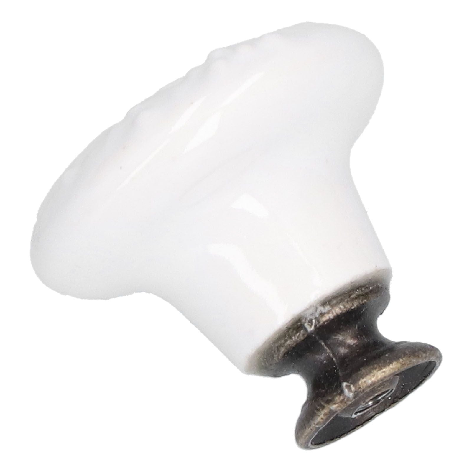 6Pcs Round Ceramic Cabinet Knobs Exquisite Single Hole Pull Handle for Drawer Cupboard DoorWhite V1294-YM0523-3114210120511