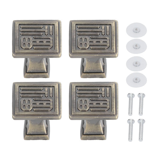 4PCS Vintage Knobs Punch Free Adhesive Retro Copper Cabinet Door Handle with Sticky Plate Screw for Cupboard V1294-YM0523-3114210120611