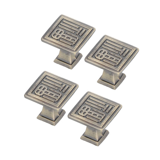 4PCS Vintage Knobs Punch Free Adhesive Retro Copper Cabinet Door Handle with Sticky Plate Screw for Cupboard V1294-YM0523-3114210120611