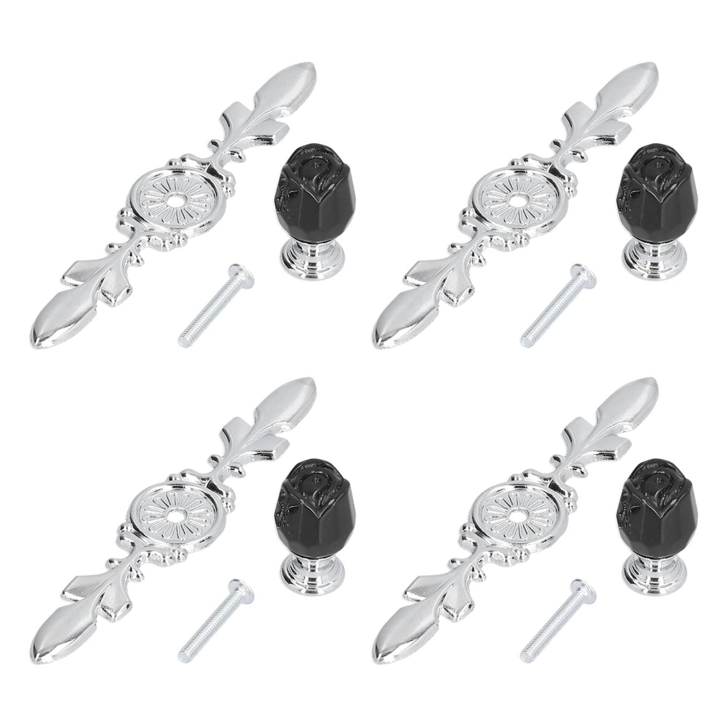 4 Pcs Crystal Handle with Plate European Style Modern Simple Pulls Handles for Drawer Dreser CabinetsBlack V1294-YM0523-3114210121211