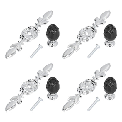 4 Pcs Crystal Handle with Plate European Style Modern Simple Pulls Handles for Drawer Dreser CabinetsBlack V1294-YM0523-3114210121211
