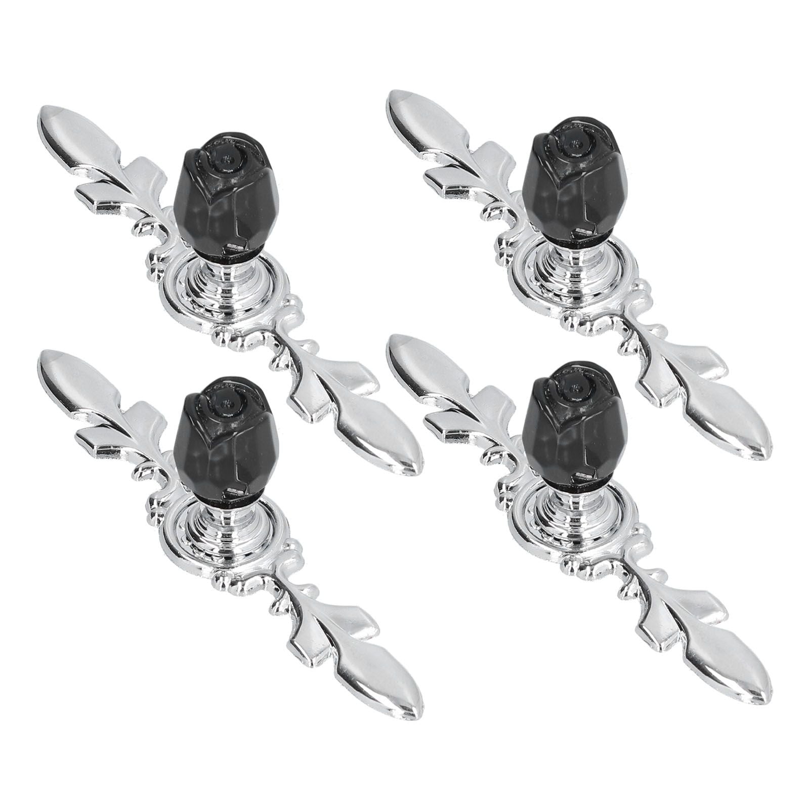 4 Pcs Crystal Handle with Plate European Style Modern Simple Pulls Handles for Drawer Dreser CabinetsBlack V1294-YM0523-3114210121211