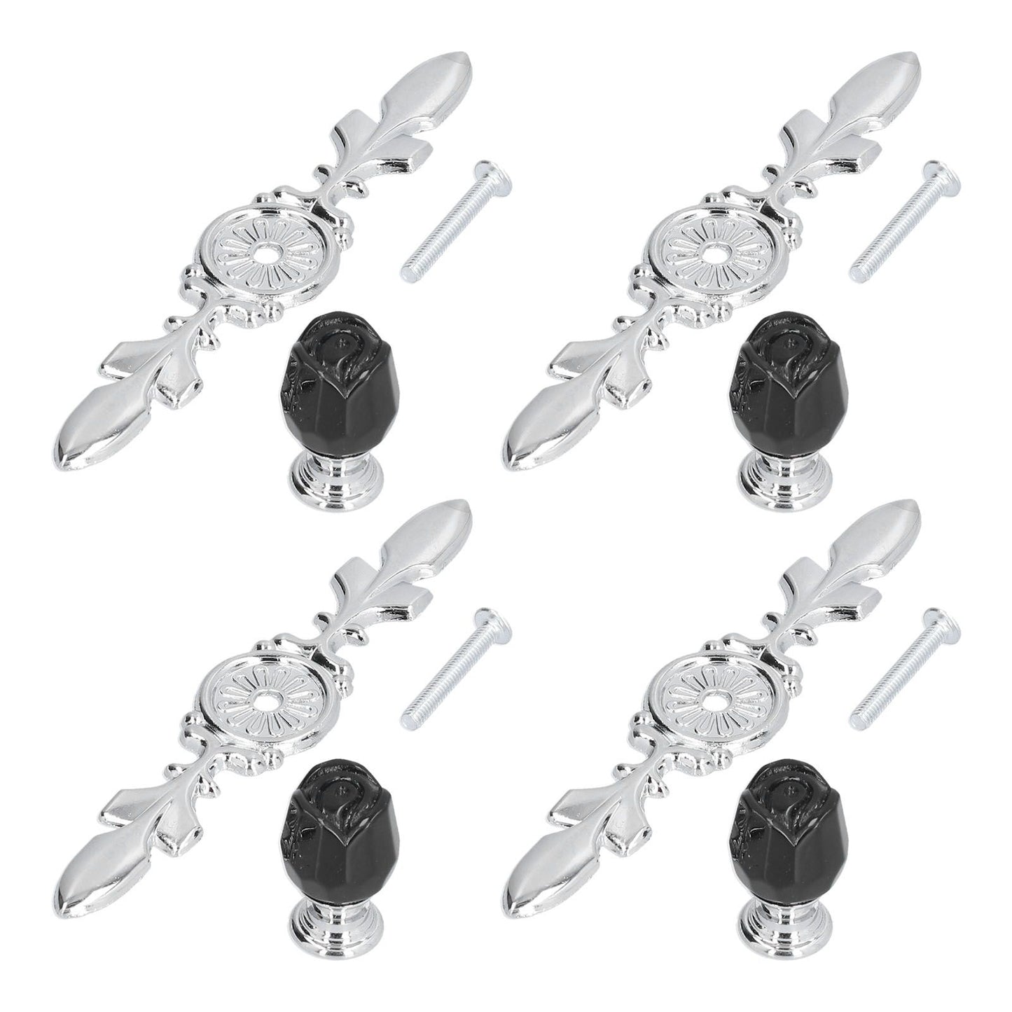 4 Pcs Crystal Handle with Plate European Style Modern Simple Pulls Handles for Drawer Dreser CabinetsBlack V1294-YM0523-3114210121211