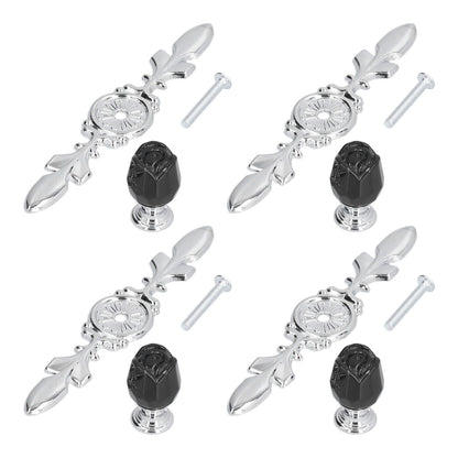 4 Pcs Crystal Handle with Plate European Style Modern Simple Pulls Handles for Drawer Dreser CabinetsBlack V1294-YM0523-3114210121211