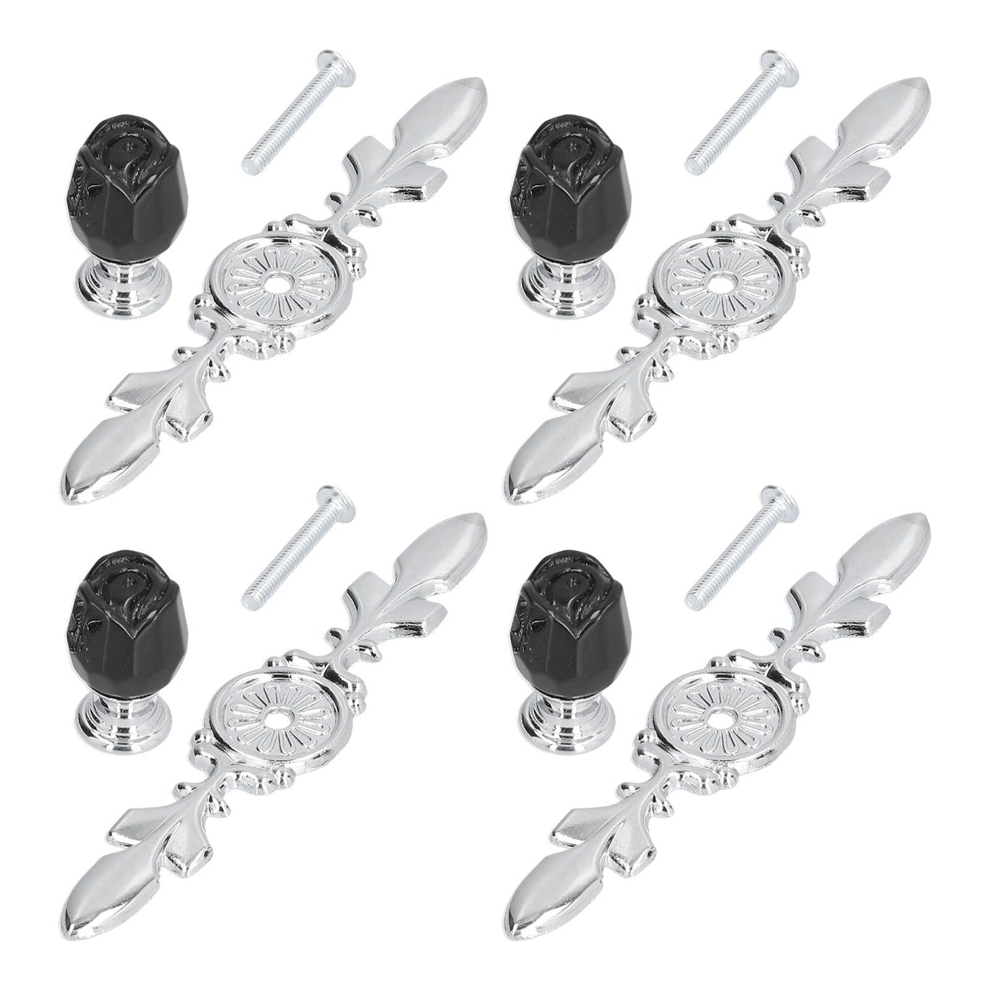 4 Pcs Crystal Handle with Plate European Style Modern Simple Pulls Handles for Drawer Dreser CabinetsBlack V1294-YM0523-3114210121211