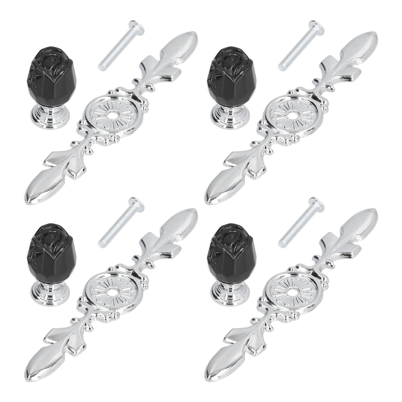 4 Pcs Crystal Handle with Plate European Style Modern Simple Pulls Handles for Drawer Dreser CabinetsBlack V1294-YM0523-3114210121211