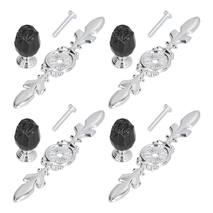 4 Pcs Crystal Handle with Plate European Style Modern Simple Pulls Handles for Drawer Dreser CabinetsBlack V1294-YM0523-3114210121211