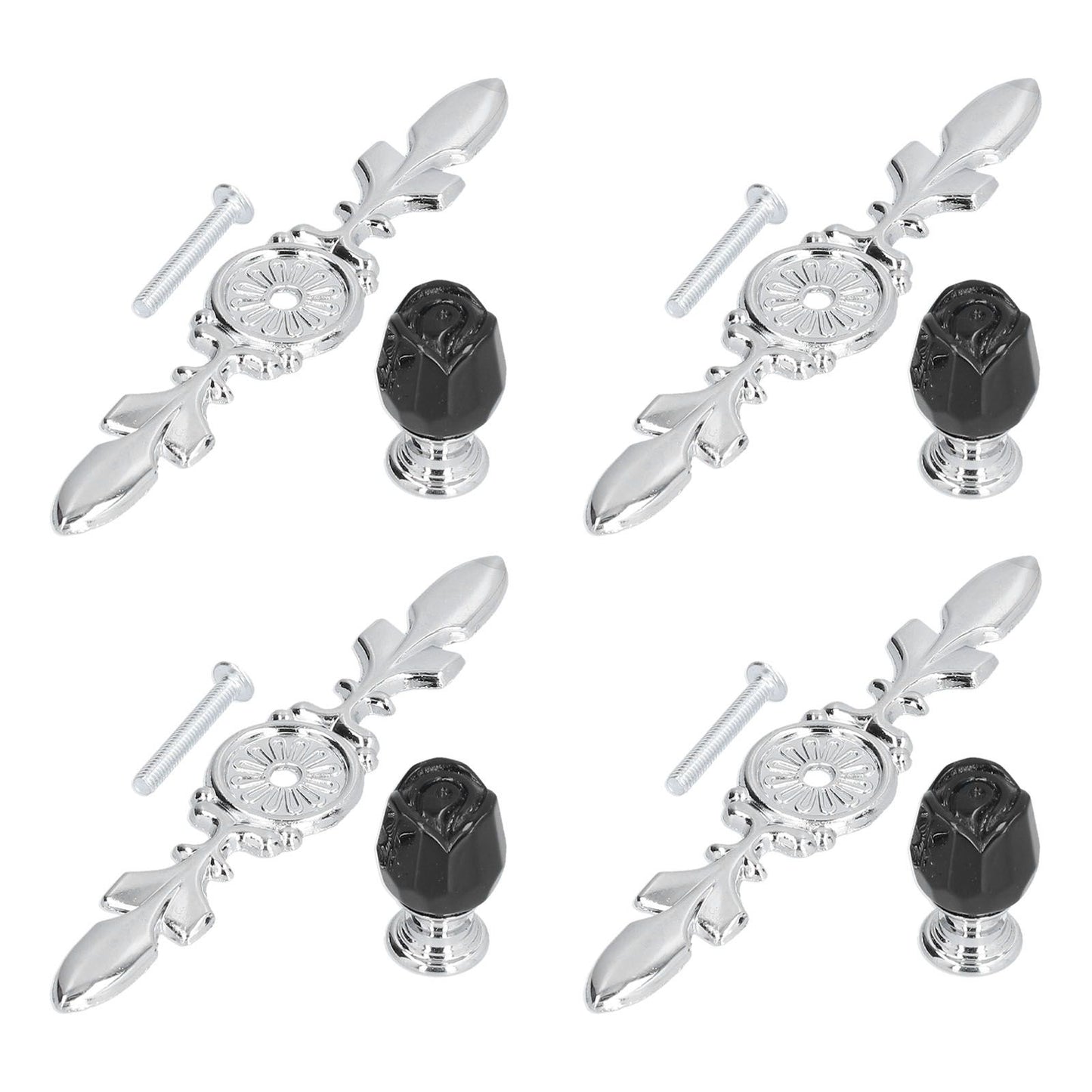 4 Pcs Crystal Handle with Plate European Style Modern Simple Pulls Handles for Drawer Dreser CabinetsBlack V1294-YM0523-3114210121211