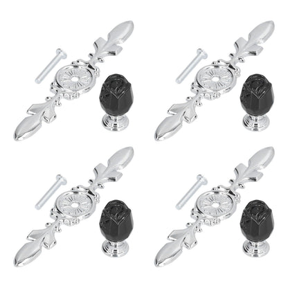 4 Pcs Crystal Handle with Plate European Style Modern Simple Pulls Handles for Drawer Dreser CabinetsBlack V1294-YM0523-3114210121211