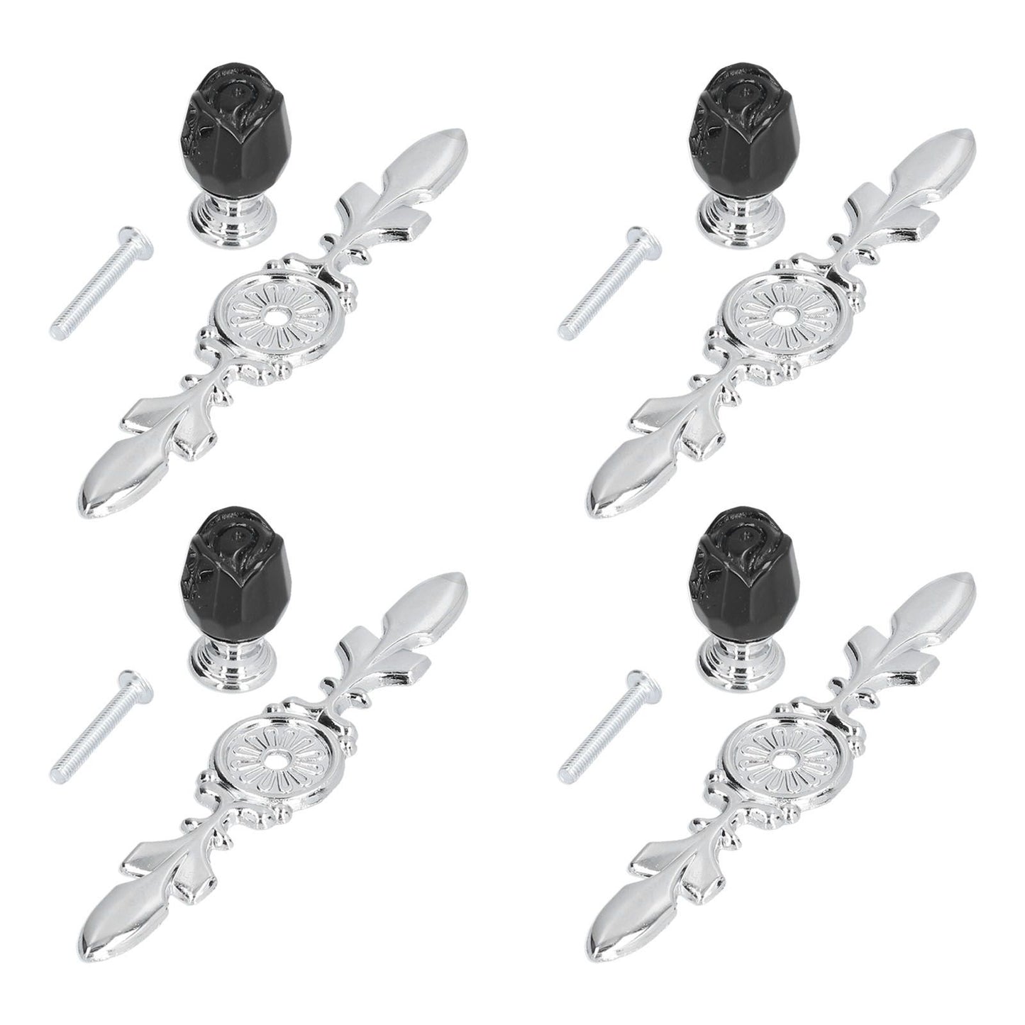 4 Pcs Crystal Handle with Plate European Style Modern Simple Pulls Handles for Drawer Dreser CabinetsBlack V1294-YM0523-3114210121211