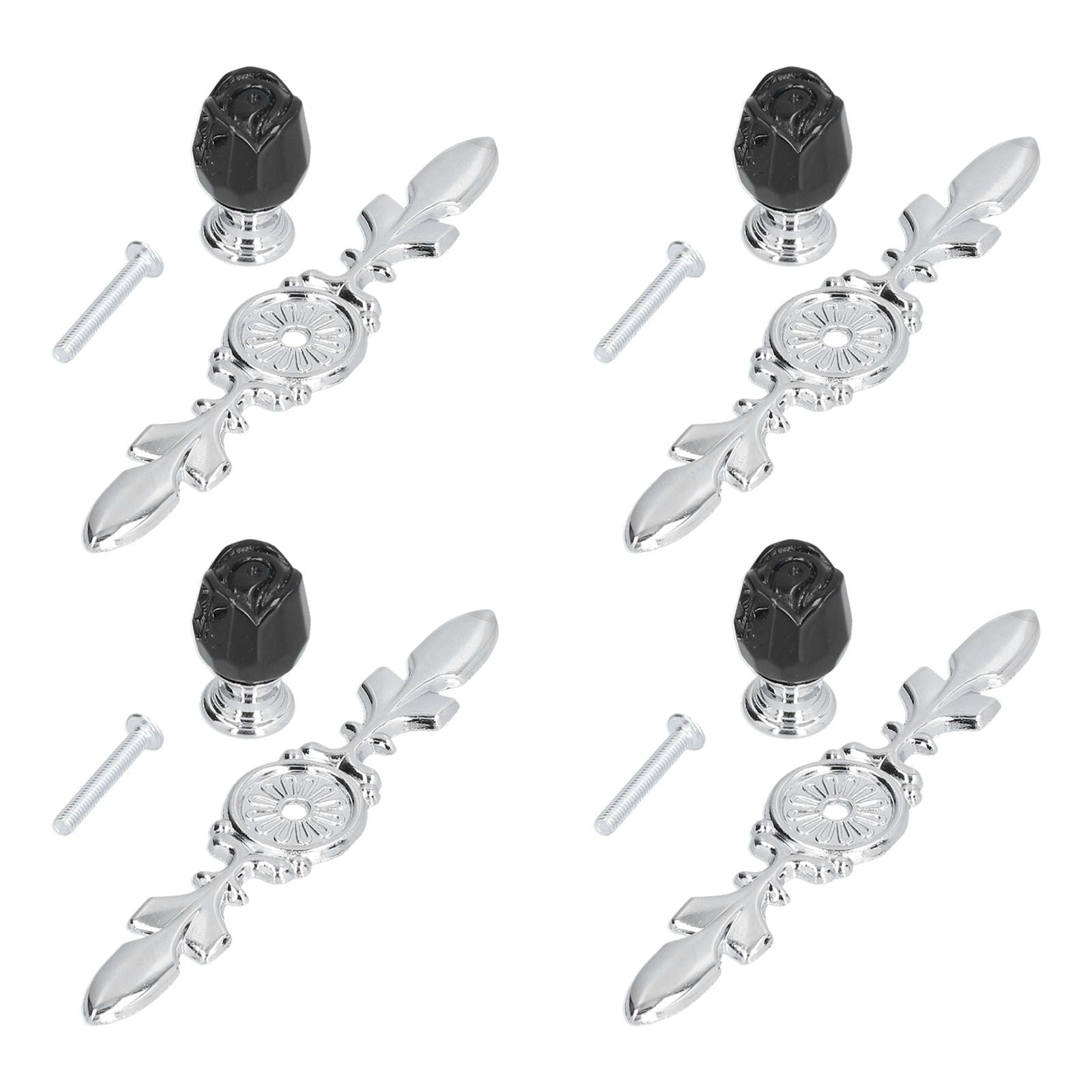 4 Pcs Crystal Handle with Plate European Style Modern Simple Pulls Handles for Drawer Dreser CabinetsBlack V1294-YM0523-3114210121211