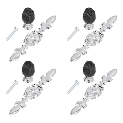4 Pcs Crystal Handle with Plate European Style Modern Simple Pulls Handles for Drawer Dreser CabinetsBlack V1294-YM0523-3114210121211