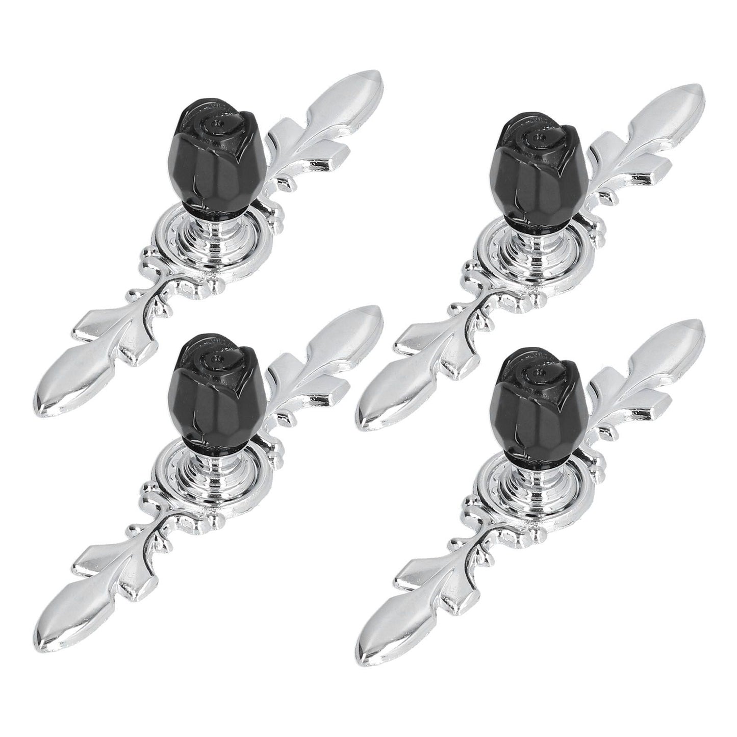 4 Pcs Crystal Handle with Plate European Style Modern Simple Pulls Handles for Drawer Dreser CabinetsBlack V1294-YM0523-3114210121211