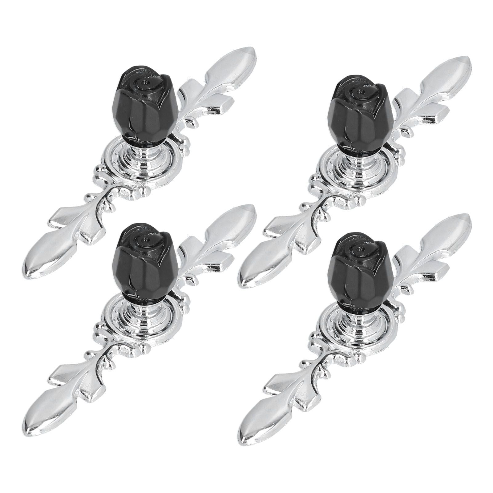 4 Pcs Crystal Handle with Plate European Style Modern Simple Pulls Handles for Drawer Dreser CabinetsBlack V1294-YM0523-3114210121211