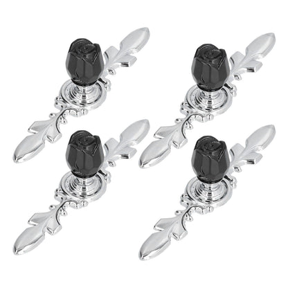 4 Pcs Crystal Handle with Plate European Style Modern Simple Pulls Handles for Drawer Dreser CabinetsBlack V1294-YM0523-3114210121211