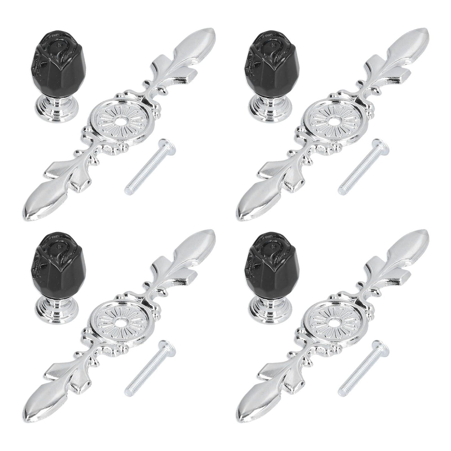 4 Pcs Crystal Handle with Plate European Style Modern Simple Pulls Handles for Drawer Dreser CabinetsBlack V1294-YM0523-3114210121211