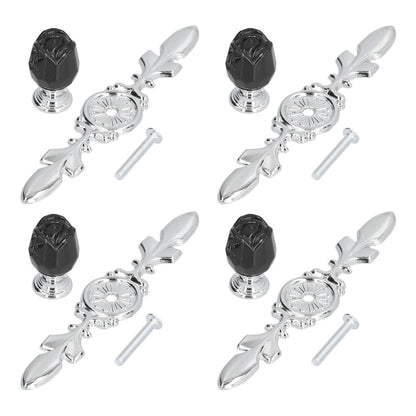 4 Pcs Crystal Handle with Plate European Style Modern Simple Pulls Handles for Drawer Dreser CabinetsBlack V1294-YM0523-3114210121211