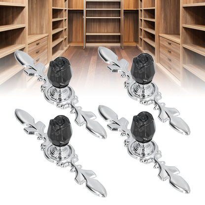 4 Pcs Crystal Handle with Plate European Style Modern Simple Pulls Handles for Drawer Dreser CabinetsBlack V1294-YM0523-3114210121211