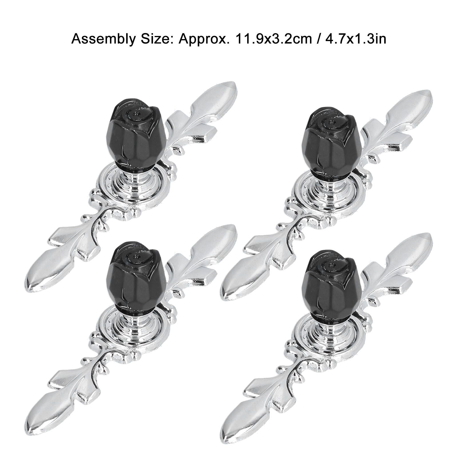 4 Pcs Crystal Handle with Plate European Style Modern Simple Pulls Handles for Drawer Dreser CabinetsBlack V1294-YM0523-3114210121211