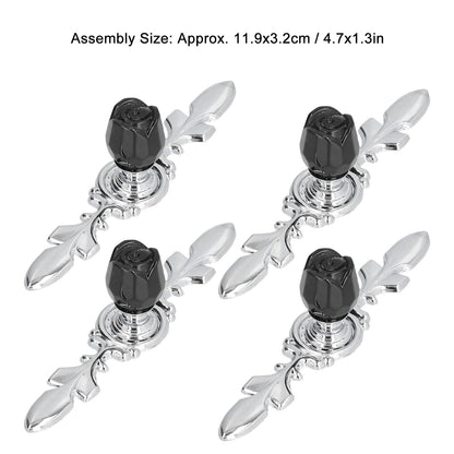 4 Pcs Crystal Handle with Plate European Style Modern Simple Pulls Handles for Drawer Dreser CabinetsBlack V1294-YM0523-3114210121211