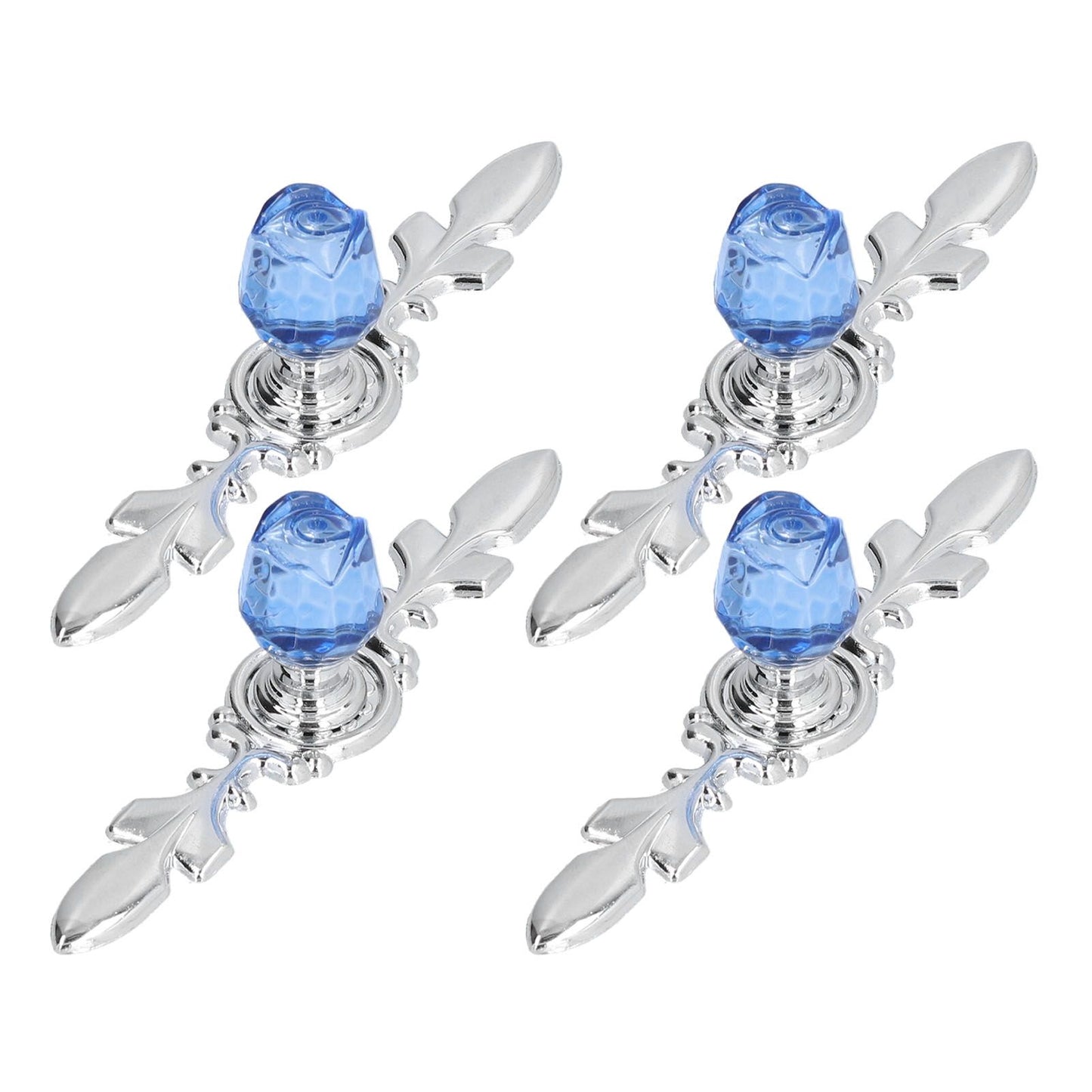 4 Pcs Crystal Handle with Plate European Style Modern Simple Pulls Handles for Drawer Dreser CabinetsBlue V1294-YM0523-3114210121212