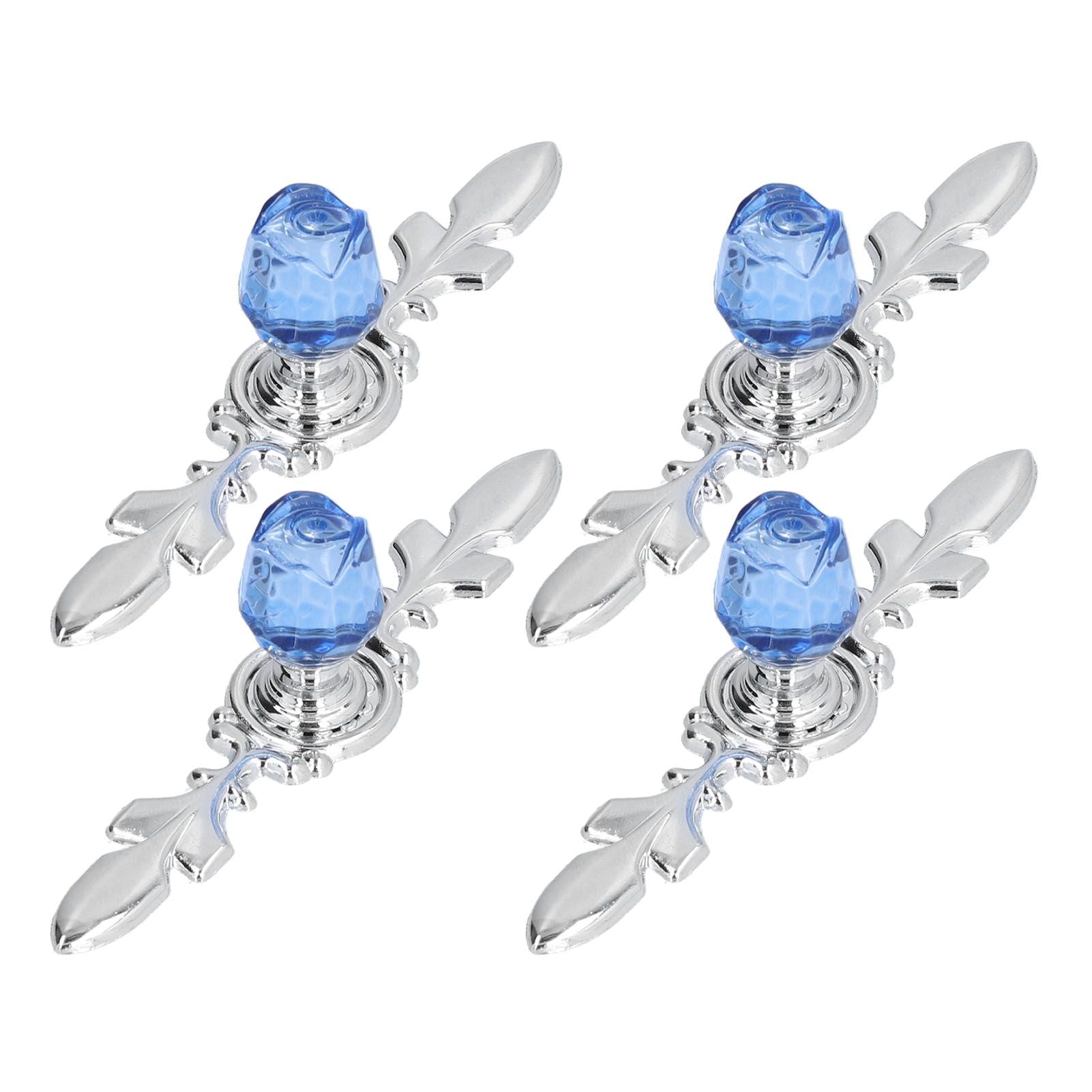 4 Pcs Crystal Handle with Plate European Style Modern Simple Pulls Handles for Drawer Dreser CabinetsBlue V1294-YM0523-3114210121212