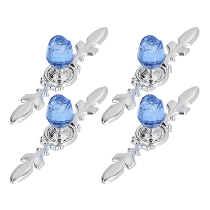 4 Pcs Crystal Handle with Plate European Style Modern Simple Pulls Handles for Drawer Dreser CabinetsBlue V1294-YM0523-3114210121212