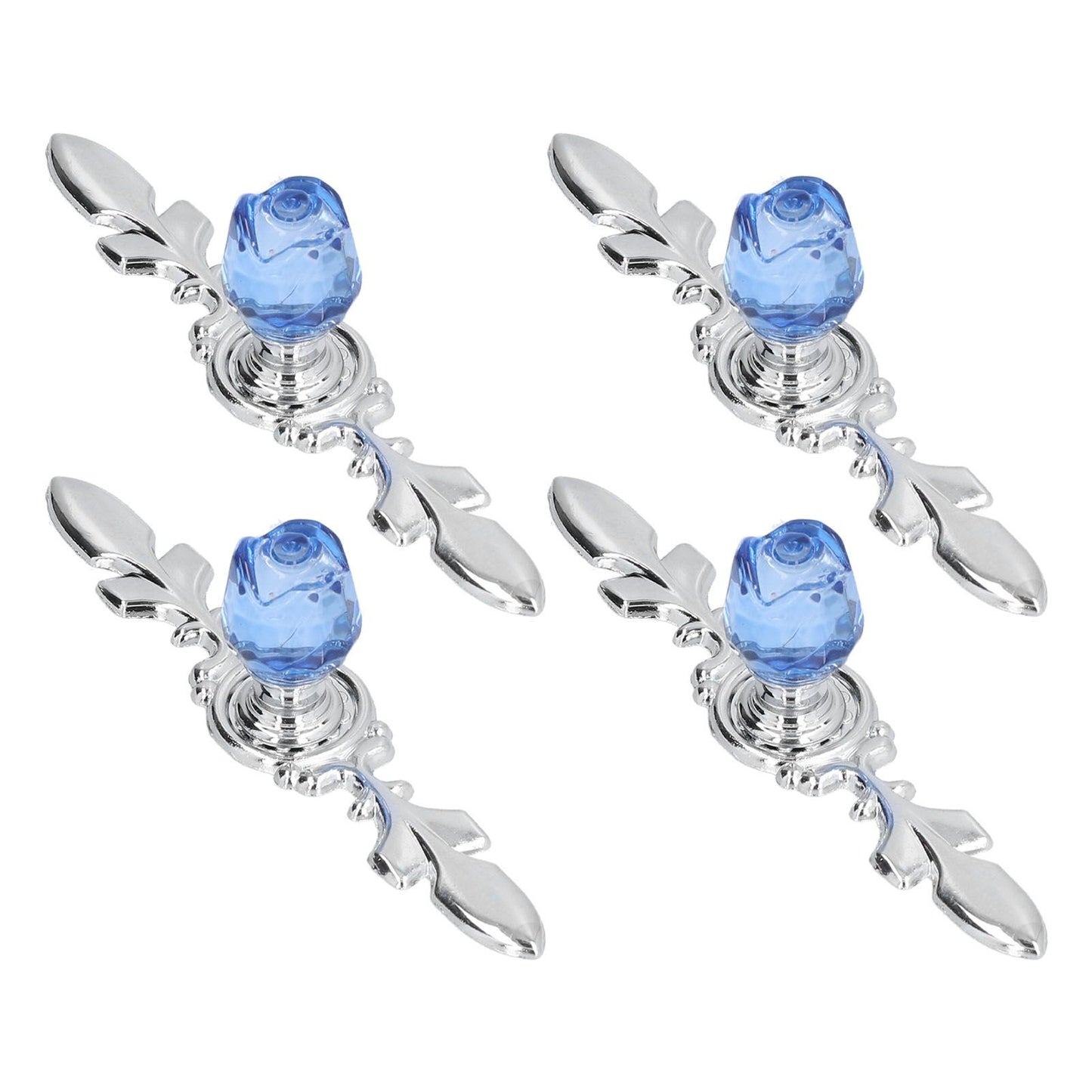 4 Pcs Crystal Handle with Plate European Style Modern Simple Pulls Handles for Drawer Dreser CabinetsBlue V1294-YM0523-3114210121212