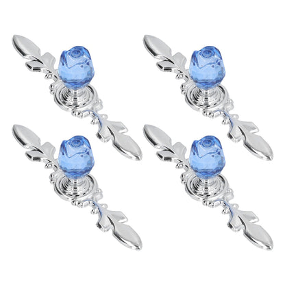 4 Pcs Crystal Handle with Plate European Style Modern Simple Pulls Handles for Drawer Dreser CabinetsBlue V1294-YM0523-3114210121212