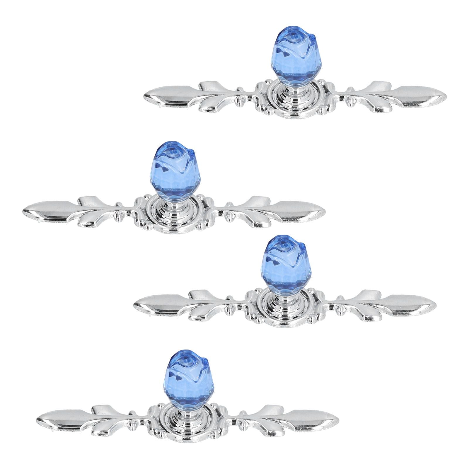 4 Pcs Crystal Handle with Plate European Style Modern Simple Pulls Handles for Drawer Dreser CabinetsBlue V1294-YM0523-3114210121212