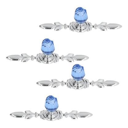4 Pcs Crystal Handle with Plate European Style Modern Simple Pulls Handles for Drawer Dreser CabinetsBlue V1294-YM0523-3114210121212