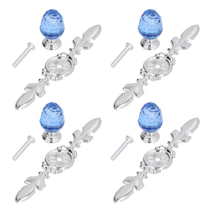 4 Pcs Crystal Handle with Plate European Style Modern Simple Pulls Handles for Drawer Dreser CabinetsBlue V1294-YM0523-3114210121212