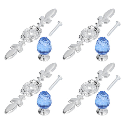 4 Pcs Crystal Handle with Plate European Style Modern Simple Pulls Handles for Drawer Dreser CabinetsBlue V1294-YM0523-3114210121212