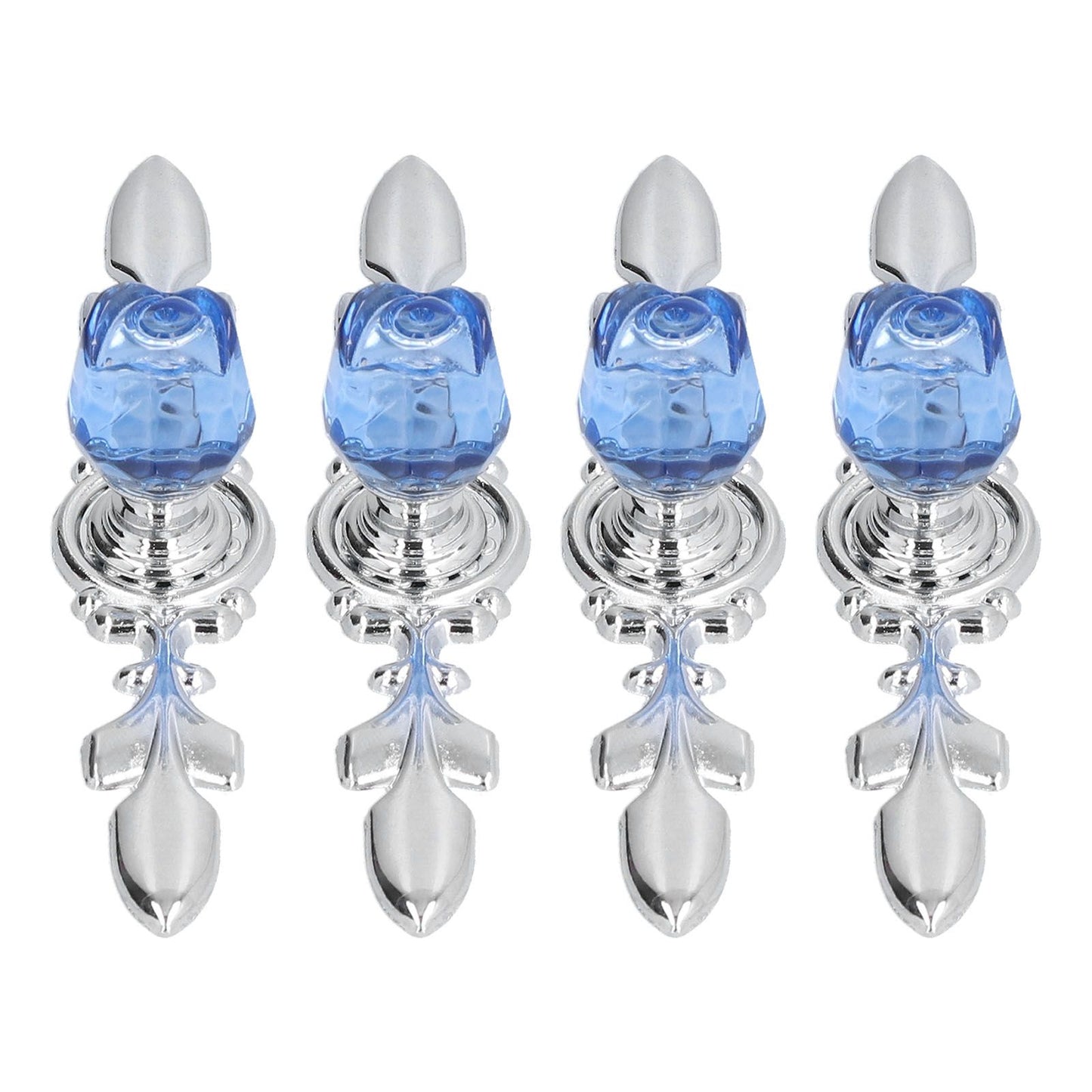 4 Pcs Crystal Handle with Plate European Style Modern Simple Pulls Handles for Drawer Dreser CabinetsBlue V1294-YM0523-3114210121212