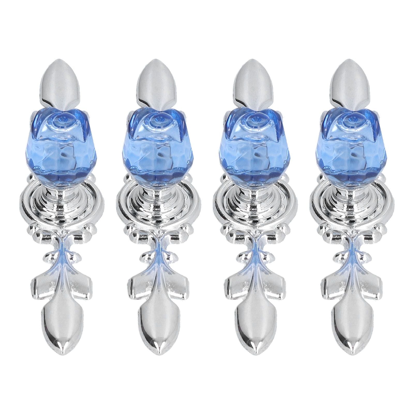 4 Pcs Crystal Handle with Plate European Style Modern Simple Pulls Handles for Drawer Dreser CabinetsBlue V1294-YM0523-3114210121212