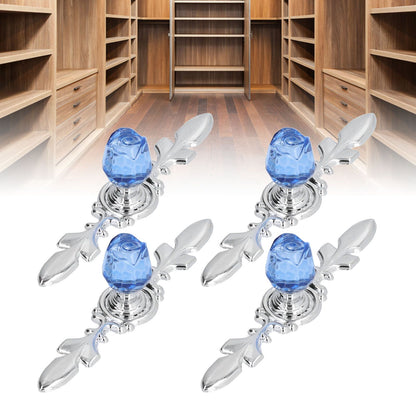 4 Pcs Crystal Handle with Plate European Style Modern Simple Pulls Handles for Drawer Dreser CabinetsBlue V1294-YM0523-3114210121212
