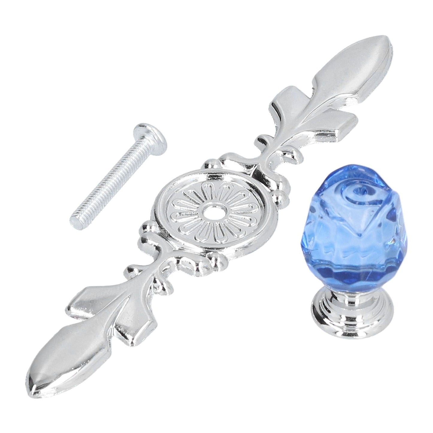 4 Pcs Crystal Handle with Plate European Style Modern Simple Pulls Handles for Drawer Dreser CabinetsBlue V1294-YM0523-3114210121212