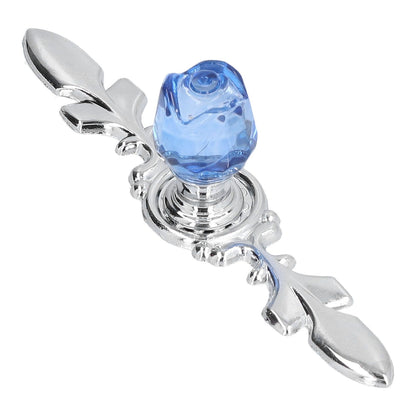 4 Pcs Crystal Handle with Plate European Style Modern Simple Pulls Handles for Drawer Dreser CabinetsBlue V1294-YM0523-3114210121212