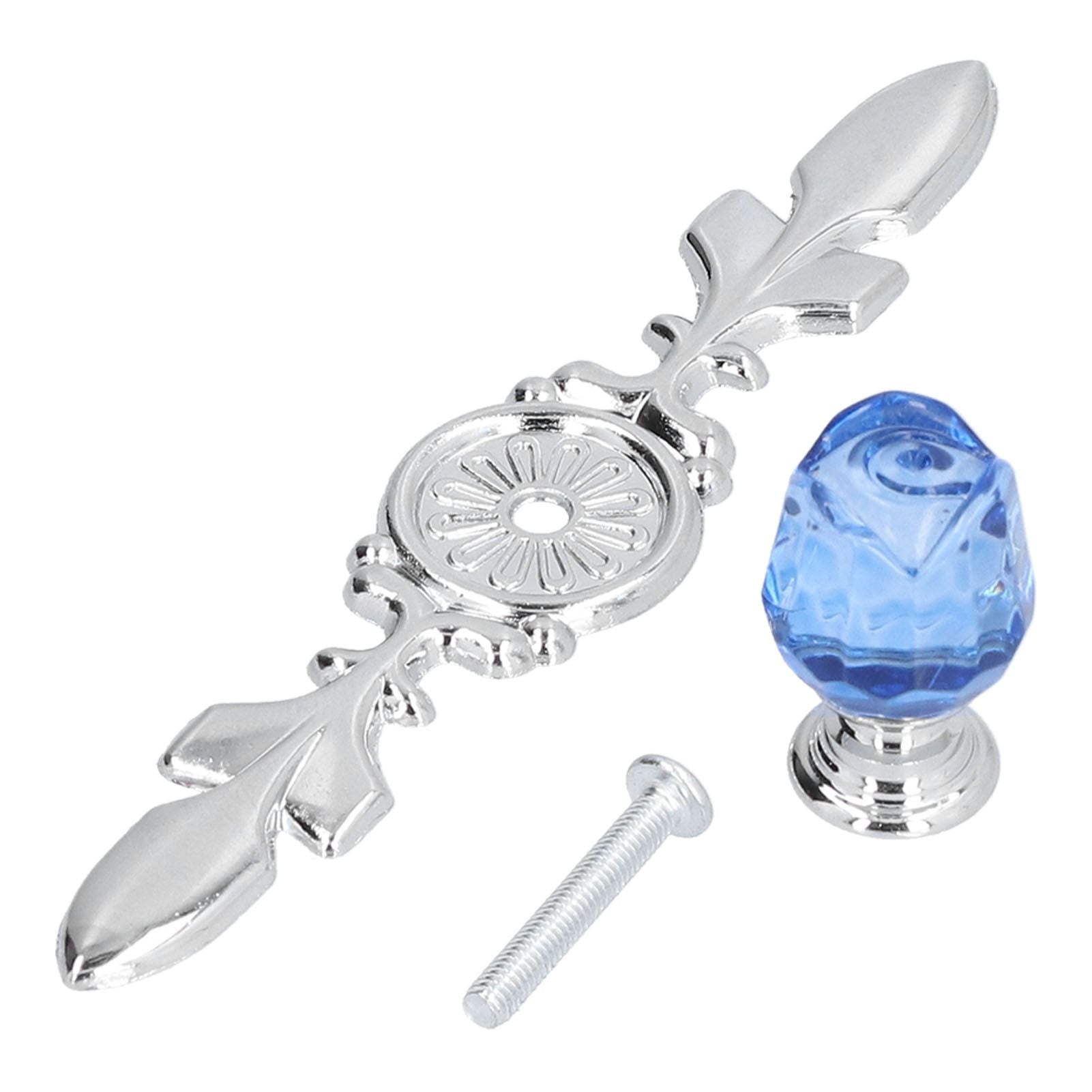 4 Pcs Crystal Handle with Plate European Style Modern Simple Pulls Handles for Drawer Dreser CabinetsBlue V1294-YM0523-3114210121212